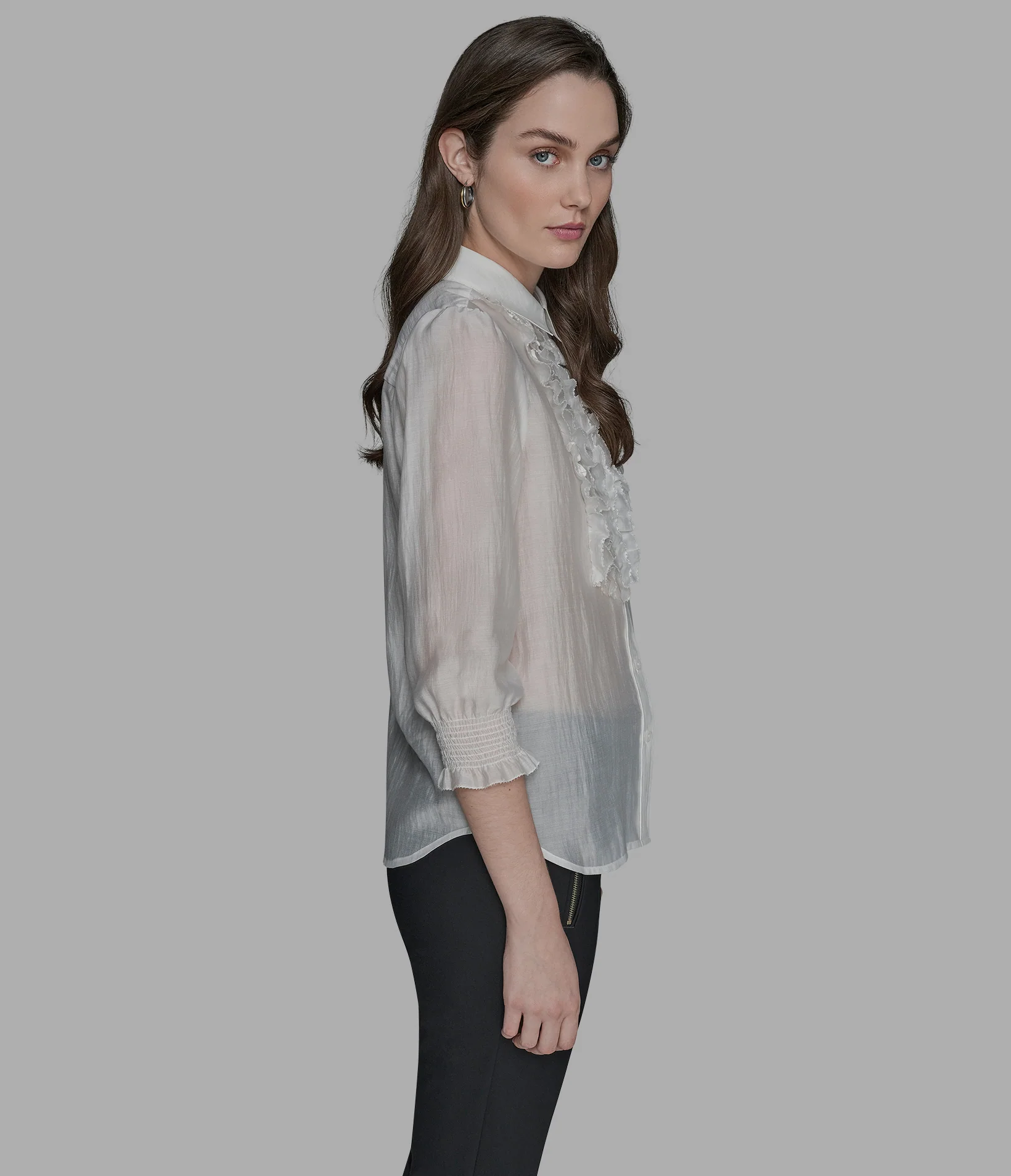 RUFFLE BUTTON DOWN BLOUSE - Image 3