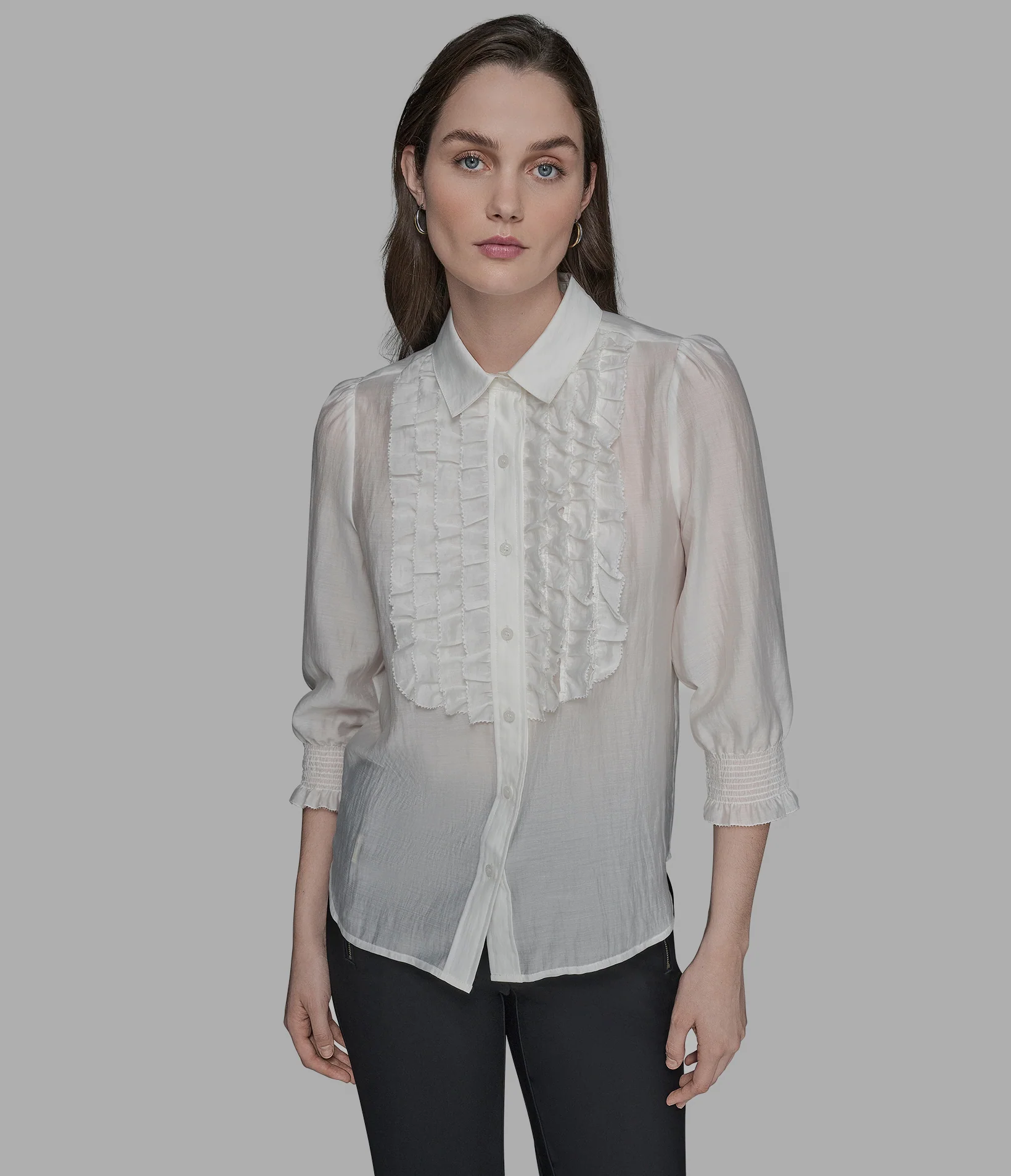 RUFFLE BUTTON DOWN BLOUSE - Image 5