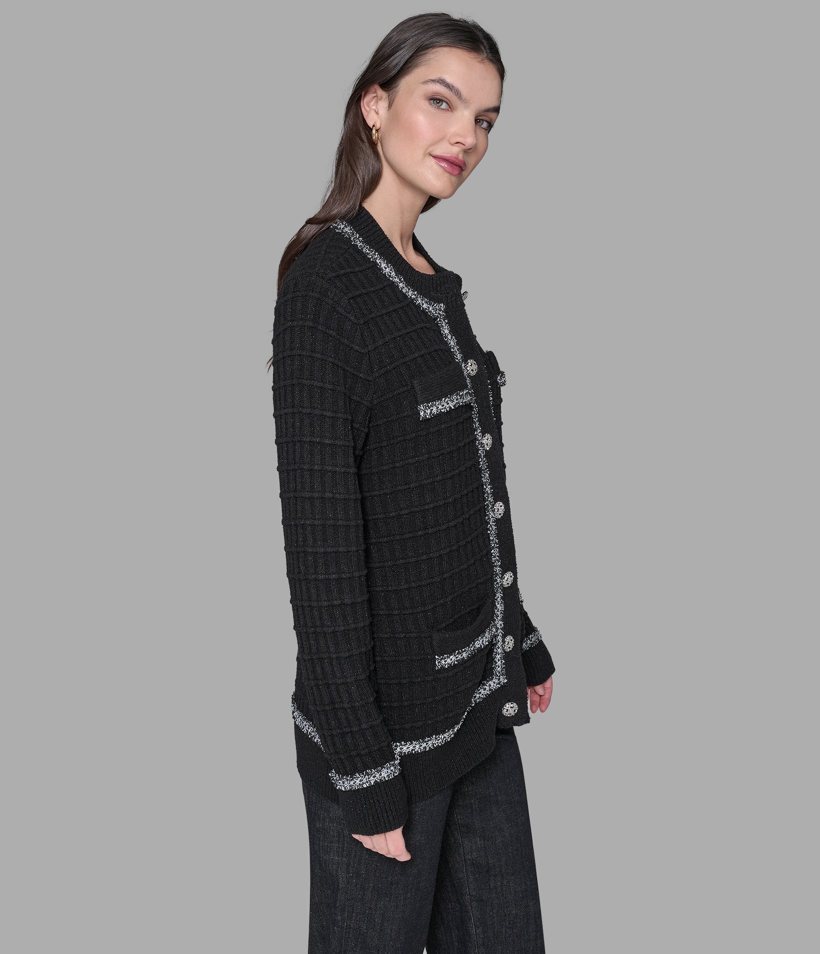 TWEED TRIM CARDIGAN - Image 4