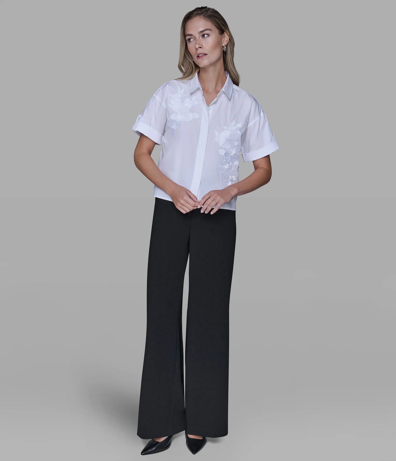 SHORT SLEEVE EMBROIDERED POPLIN SHIRT - Image 4