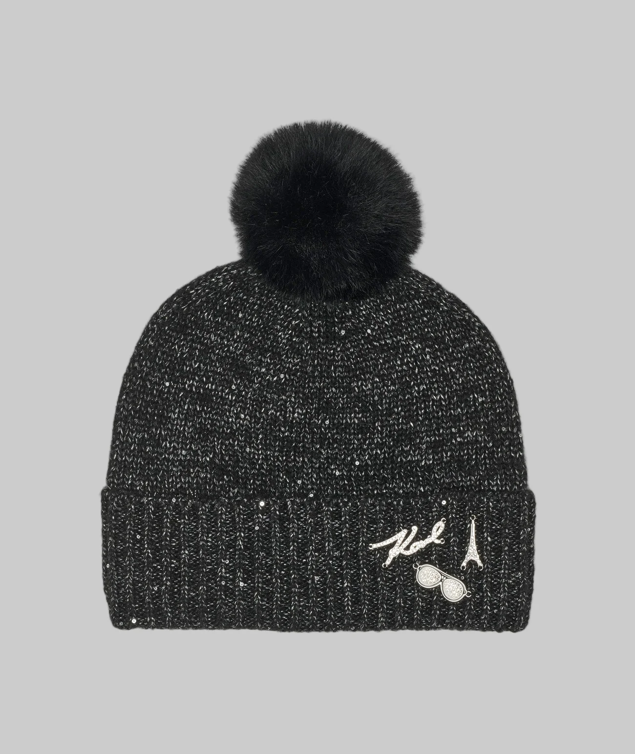SEQUIN FAUX FUR POM HAT - Image 3