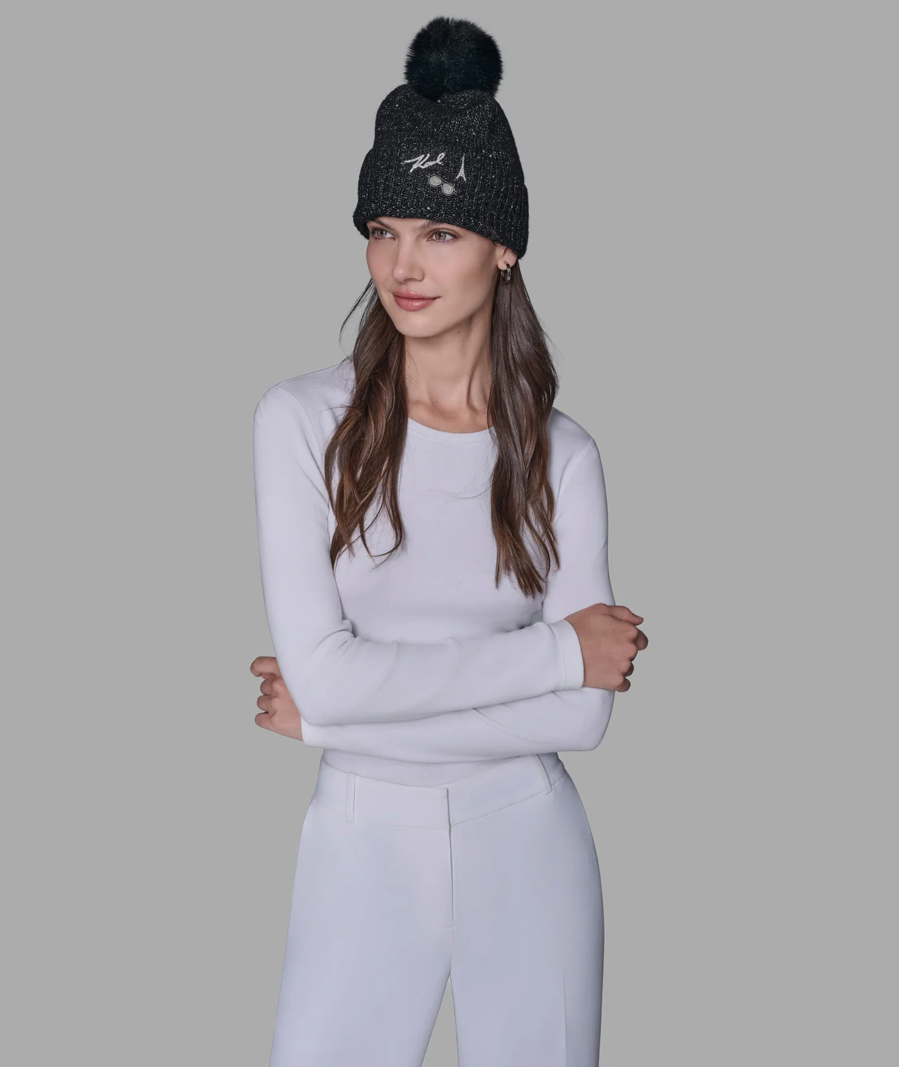 SEQUIN FAUX FUR POM HAT - Image 4