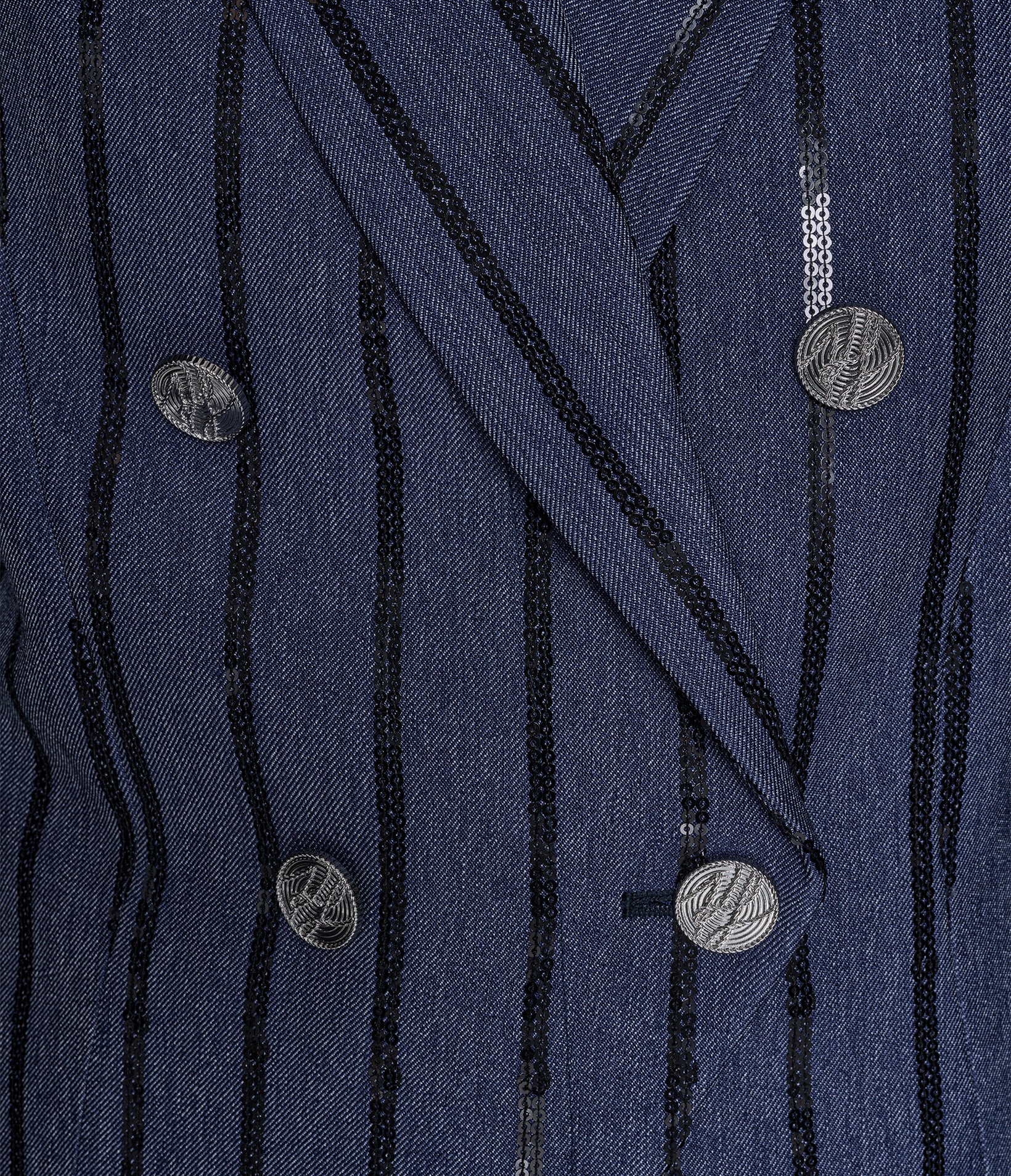 SEQUIN STRIPE DENIM BLAZER - Image 8