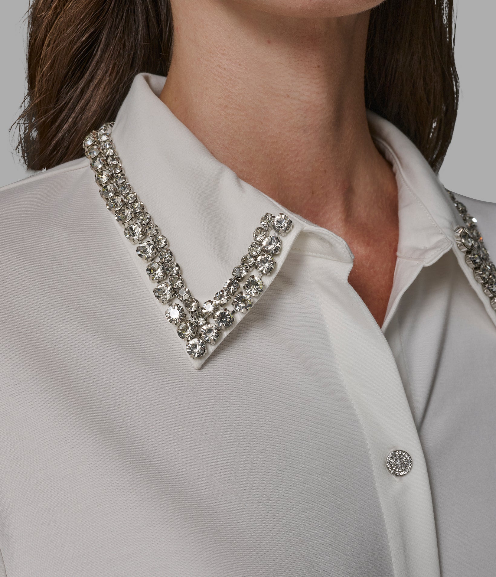 LONG SLEEVE EMBELLISHED SATIN BLOUSE - Image 5