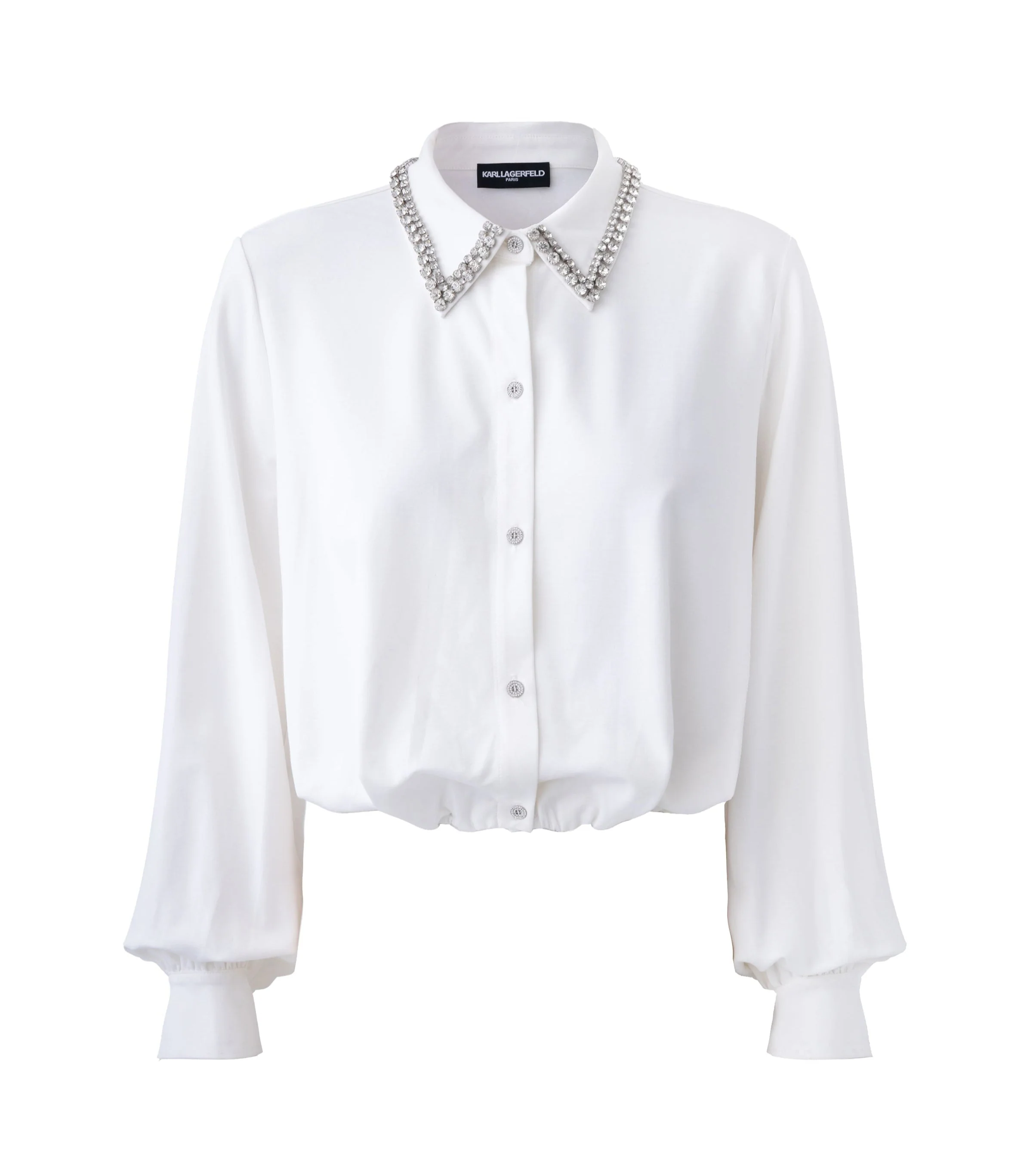 LONG SLEEVE EMBELLISHED SATIN BLOUSE - Image 6