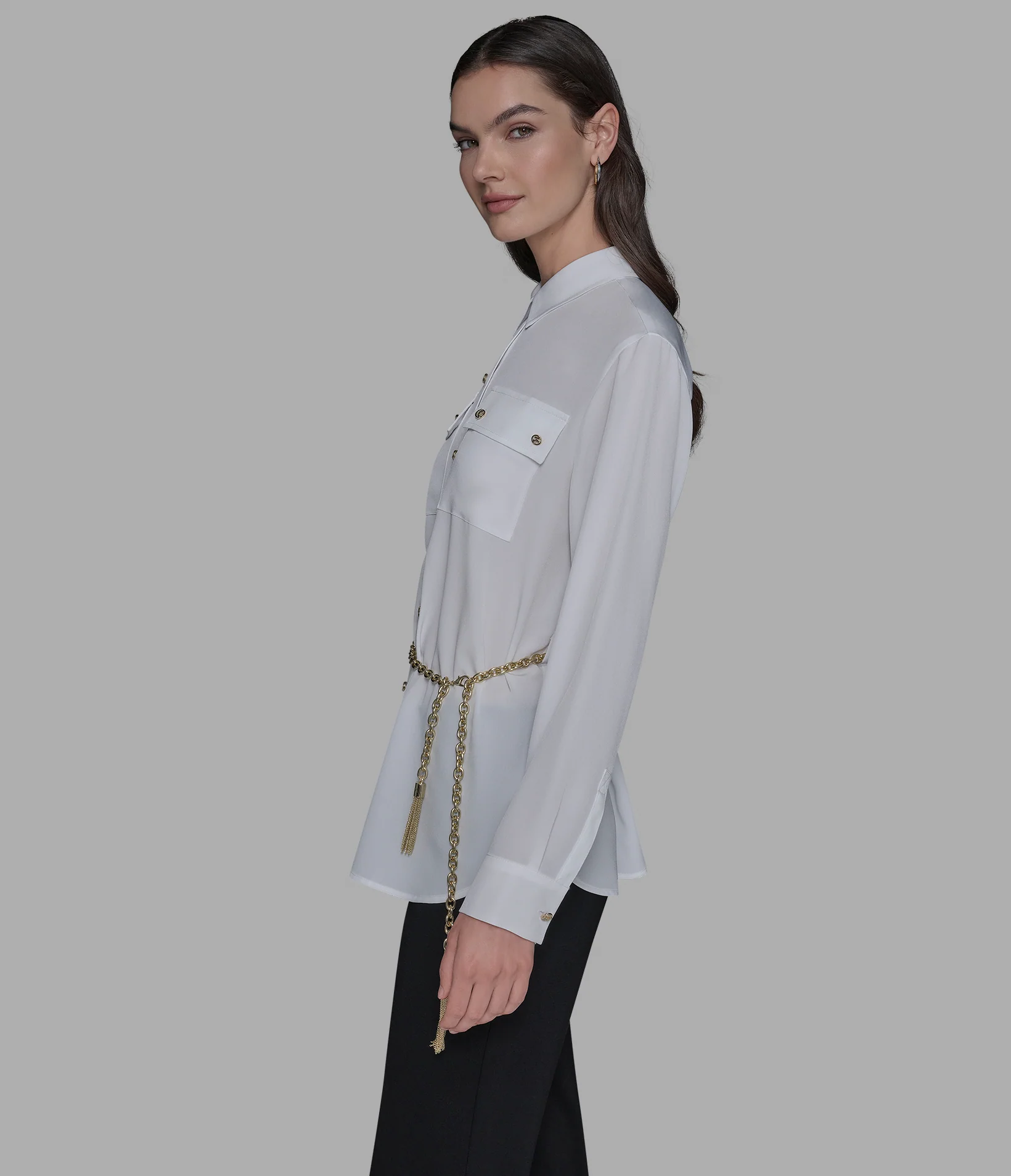 SOFT BLOUSE WITH CHAIN BELT - Image 3