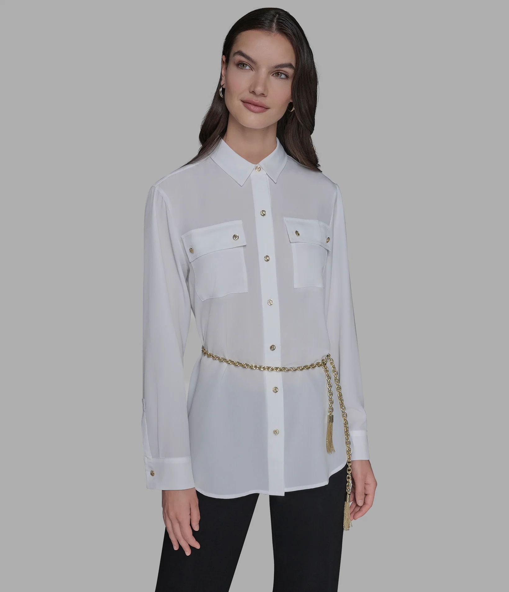 SOFT BLOUSE WITH CHAIN BELT - Image 4