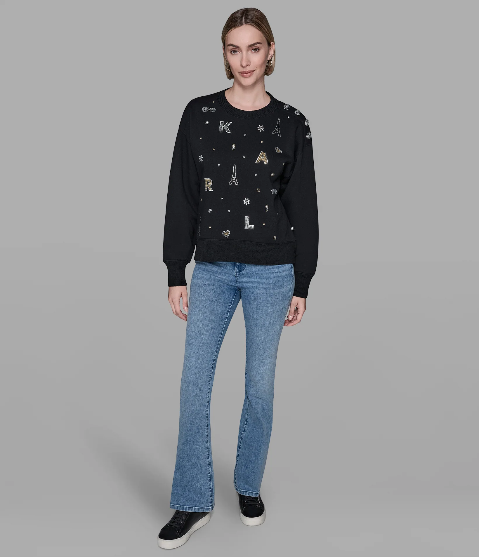 FLEECE WHIMSY SWEATSHIRT - BLACK - Image 4