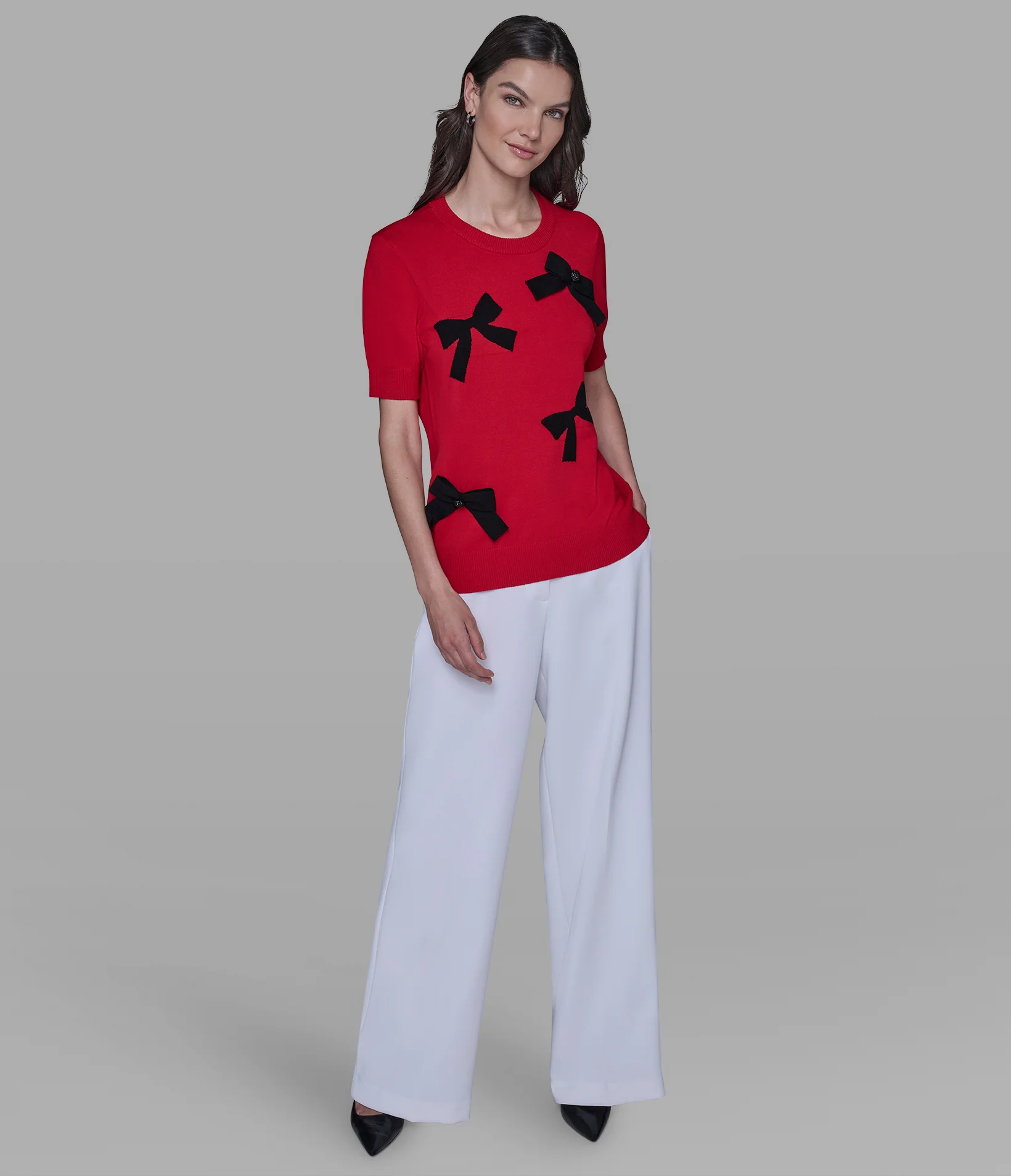 SHORT SLEEVE 3D BOWS SWEATER - Image 4