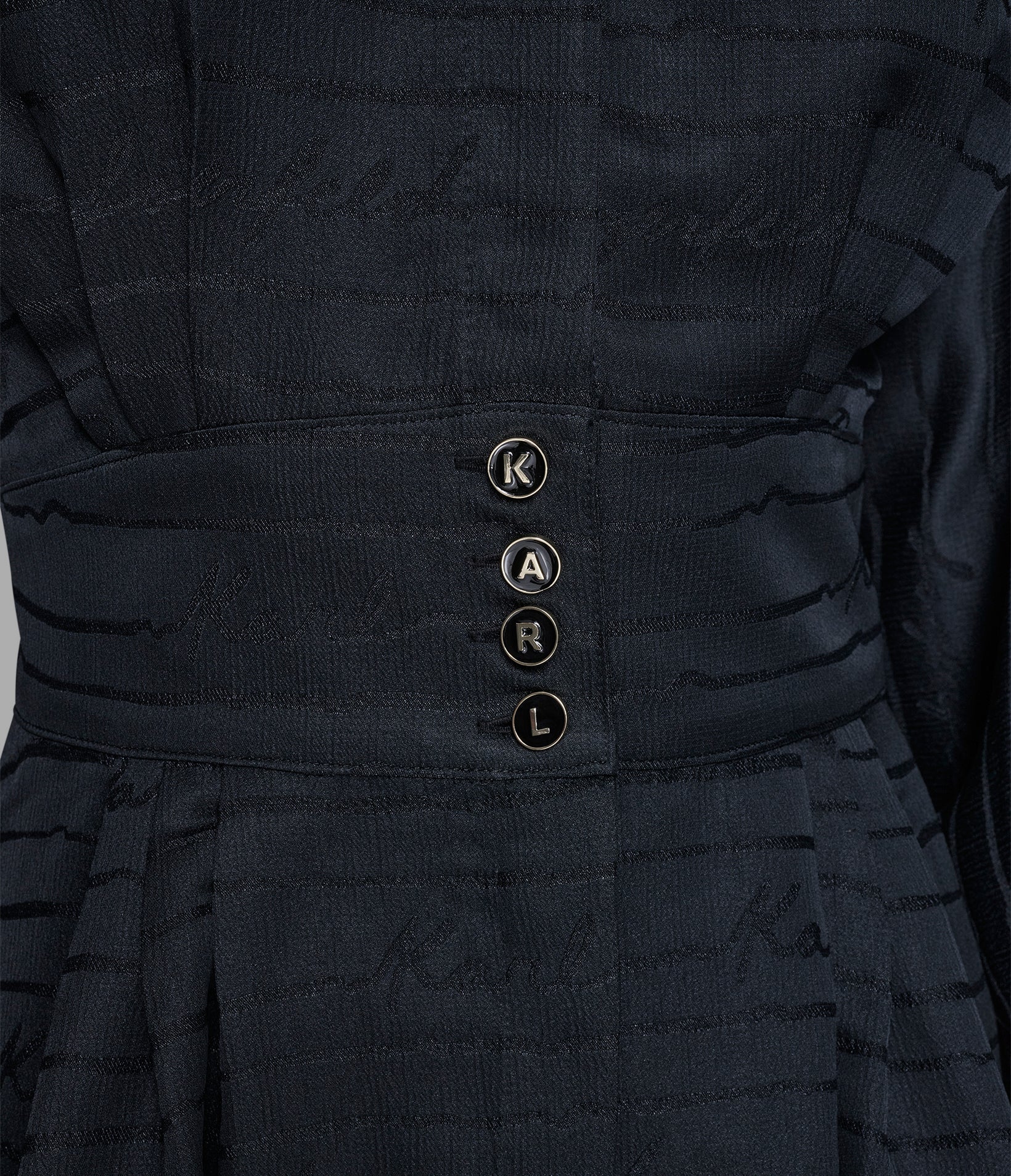 SILKY JACQUARD KARL BUTTON SHIRT DRESS - Image 5