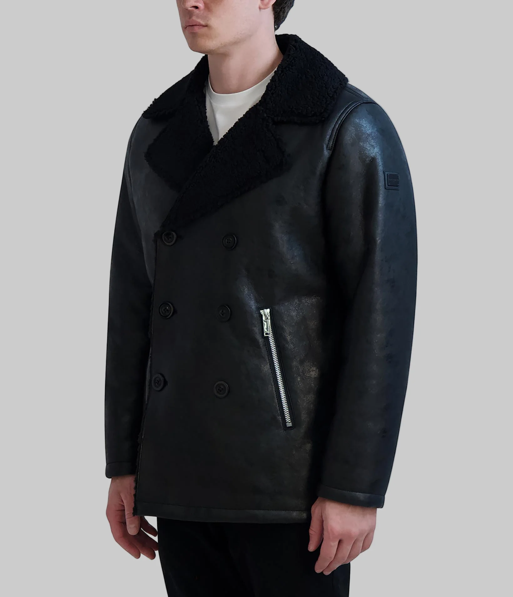 FAUX SHEARLING COLLARED BUTTON FRONT JACKET - Image 3