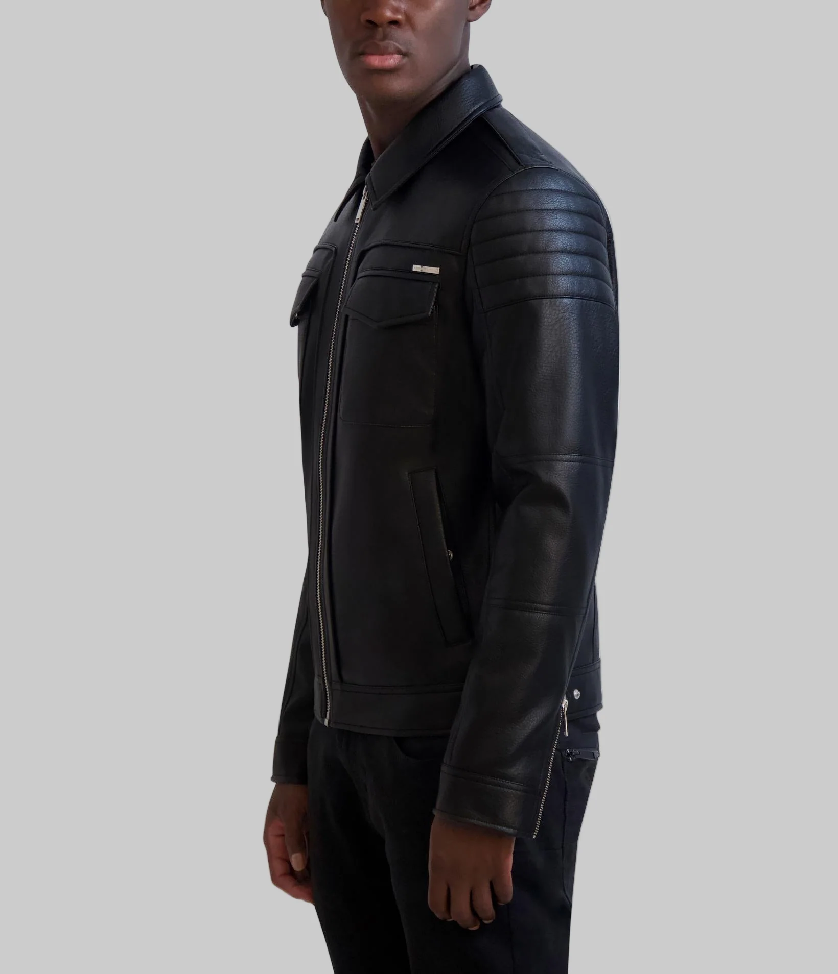 COLLARED LEATHER JACKET - Image 3