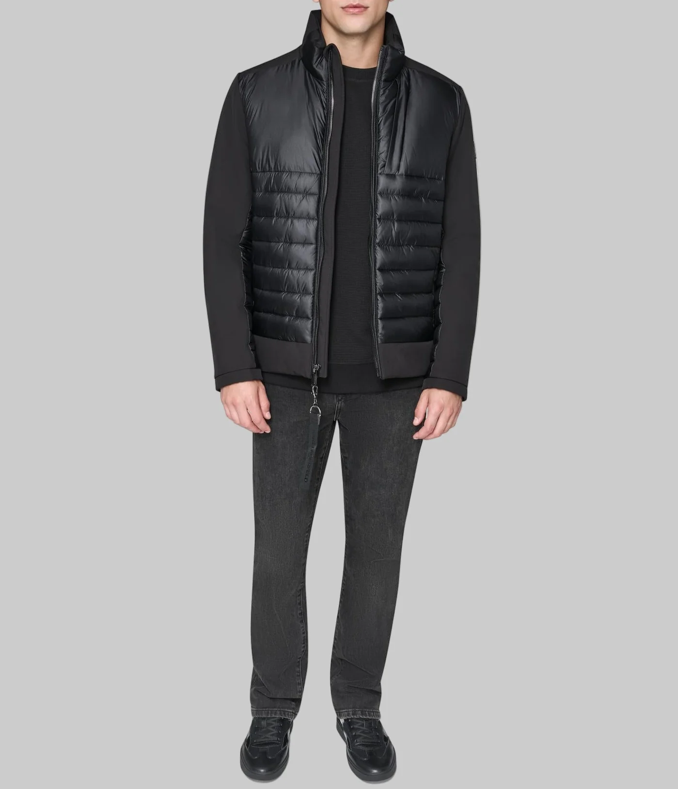 STAND COLLAR MIXED MEDIA PUFFER - Image 3