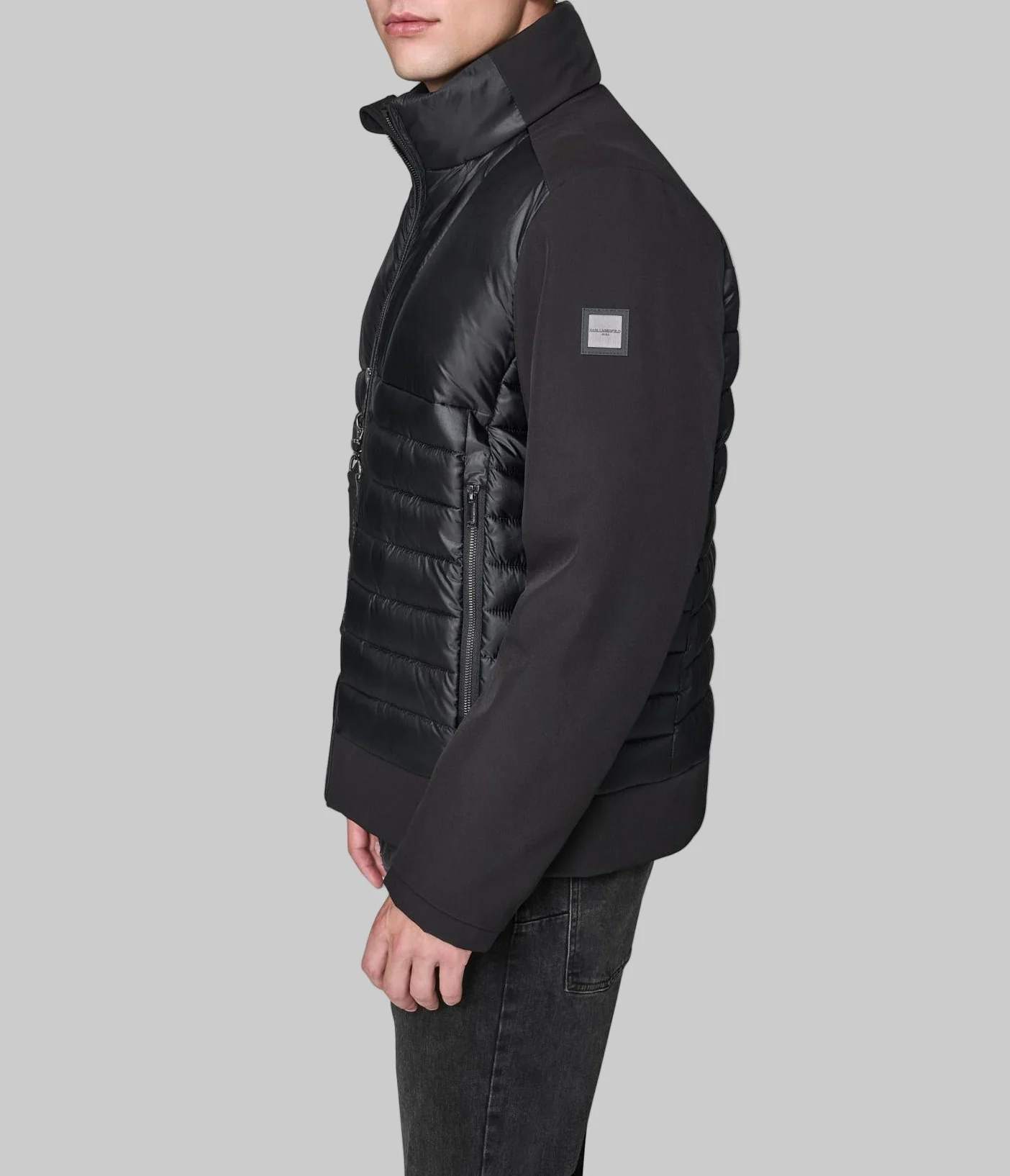 STAND COLLAR MIXED MEDIA PUFFER - Image 4