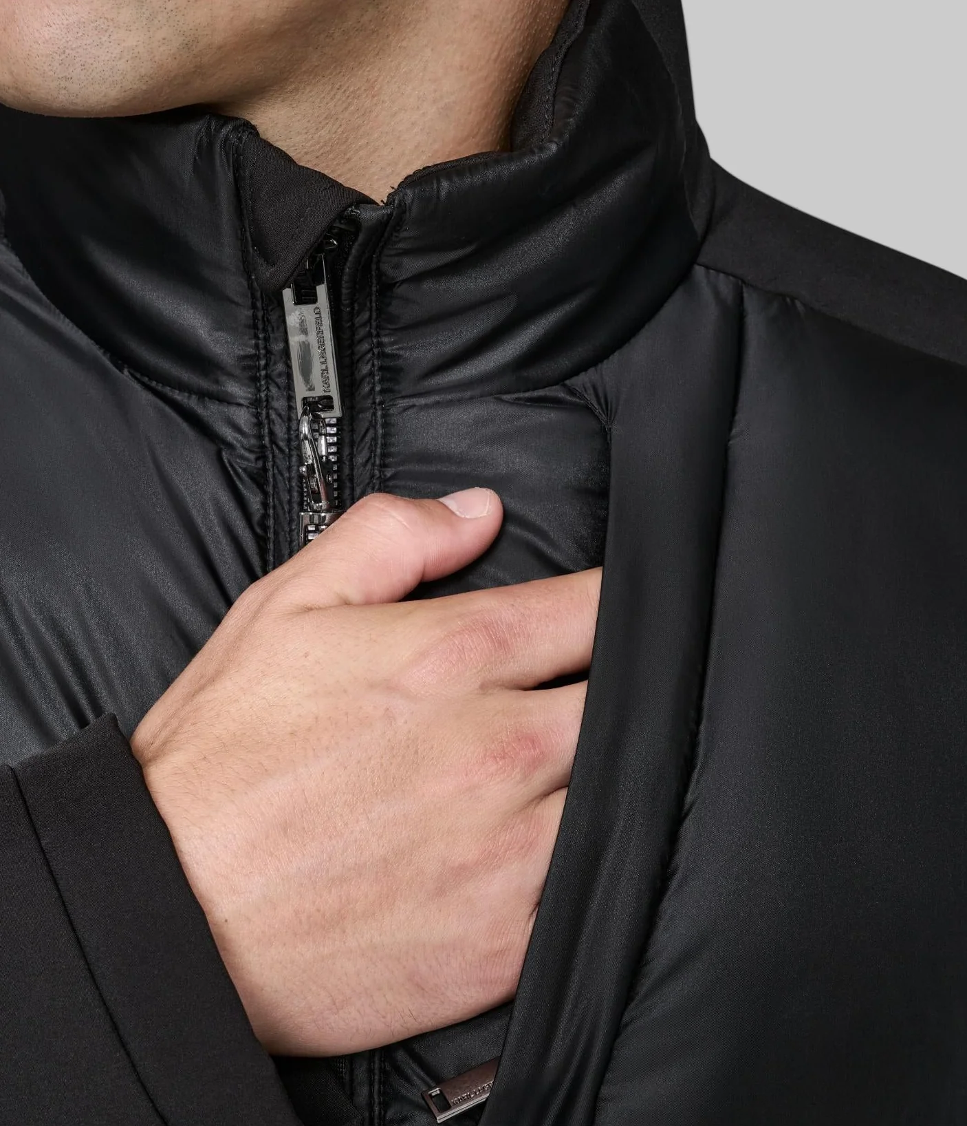 STAND COLLAR MIXED MEDIA PUFFER - Image 6