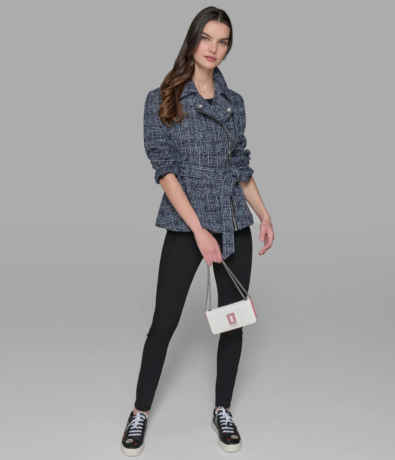 BELTED TWEED MOTO JACKET - Image 3