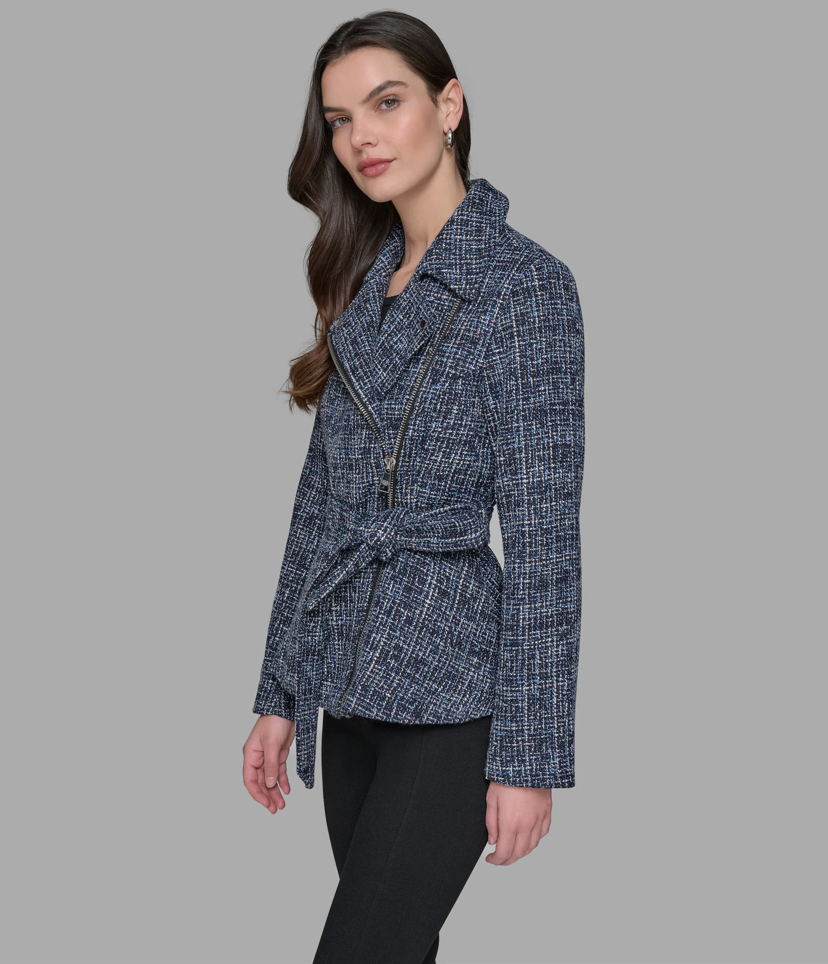 BELTED TWEED MOTO JACKET - Image 5