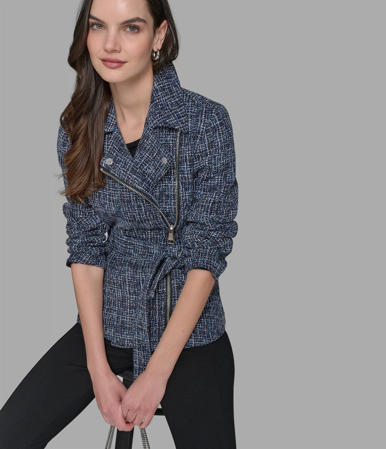 BELTED TWEED MOTO JACKET - Image 6