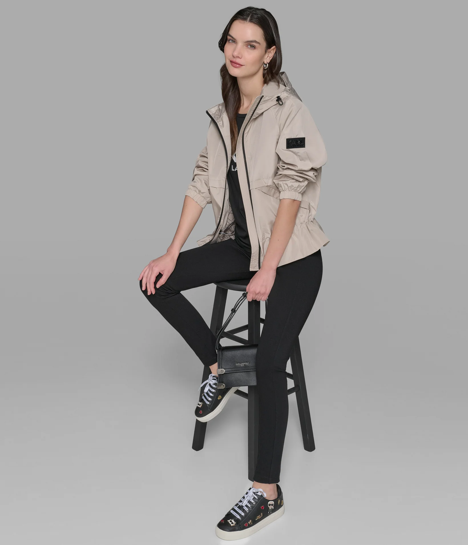 PEPLUM BOMBER WITH HOOD - Image 5