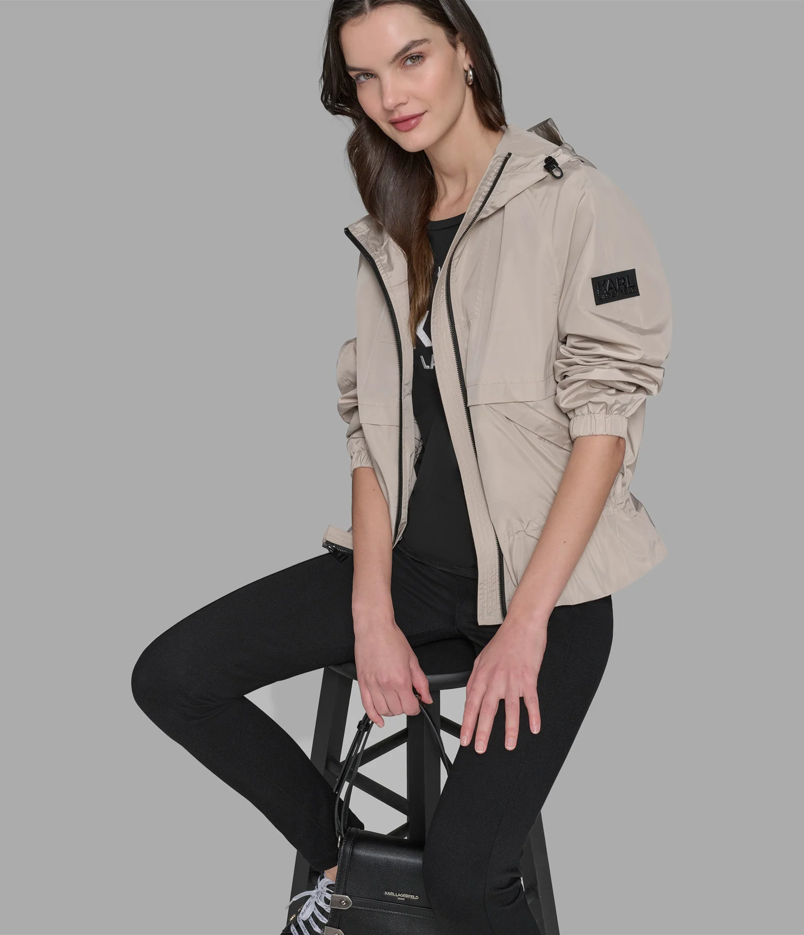 PEPLUM BOMBER WITH HOOD - Image 6